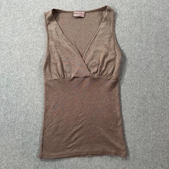 Michael Stars Brown Metallic Crossover Over Tank Top Y2K One Size Fits Most - Picture 1 of 6